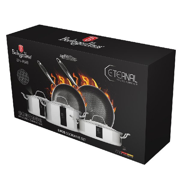 סט סירים ומחבתות נירוסטה היברידי Eternal עם ציפוי מתקדם לבישול אחיד